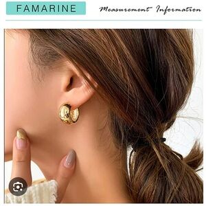 Famarine chunky gold hoop earrings dinner date beautiful perfect all occasions